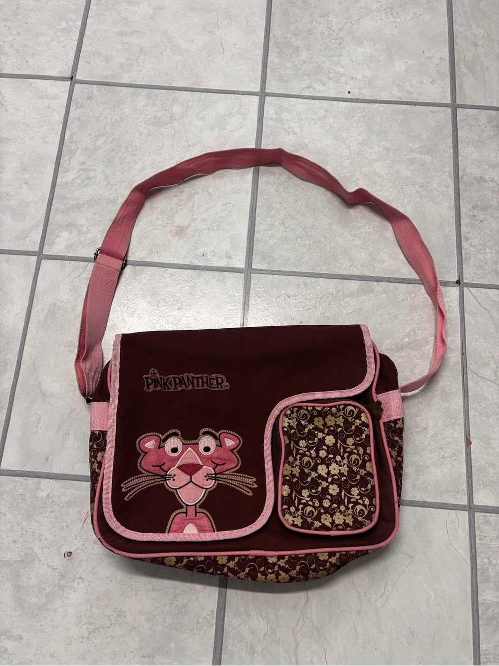 Vintage Chenson Original Pink Panther tote bag measures 14 inches across